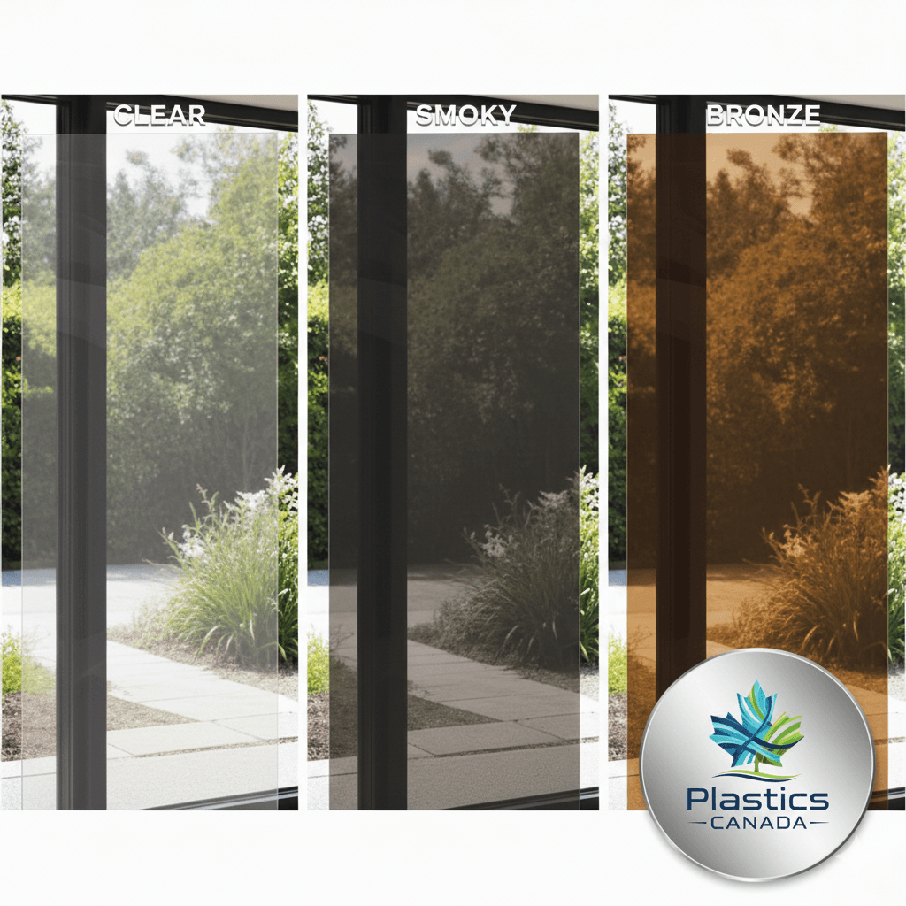 Clear, smoky, and bronze polycarbonate comparison