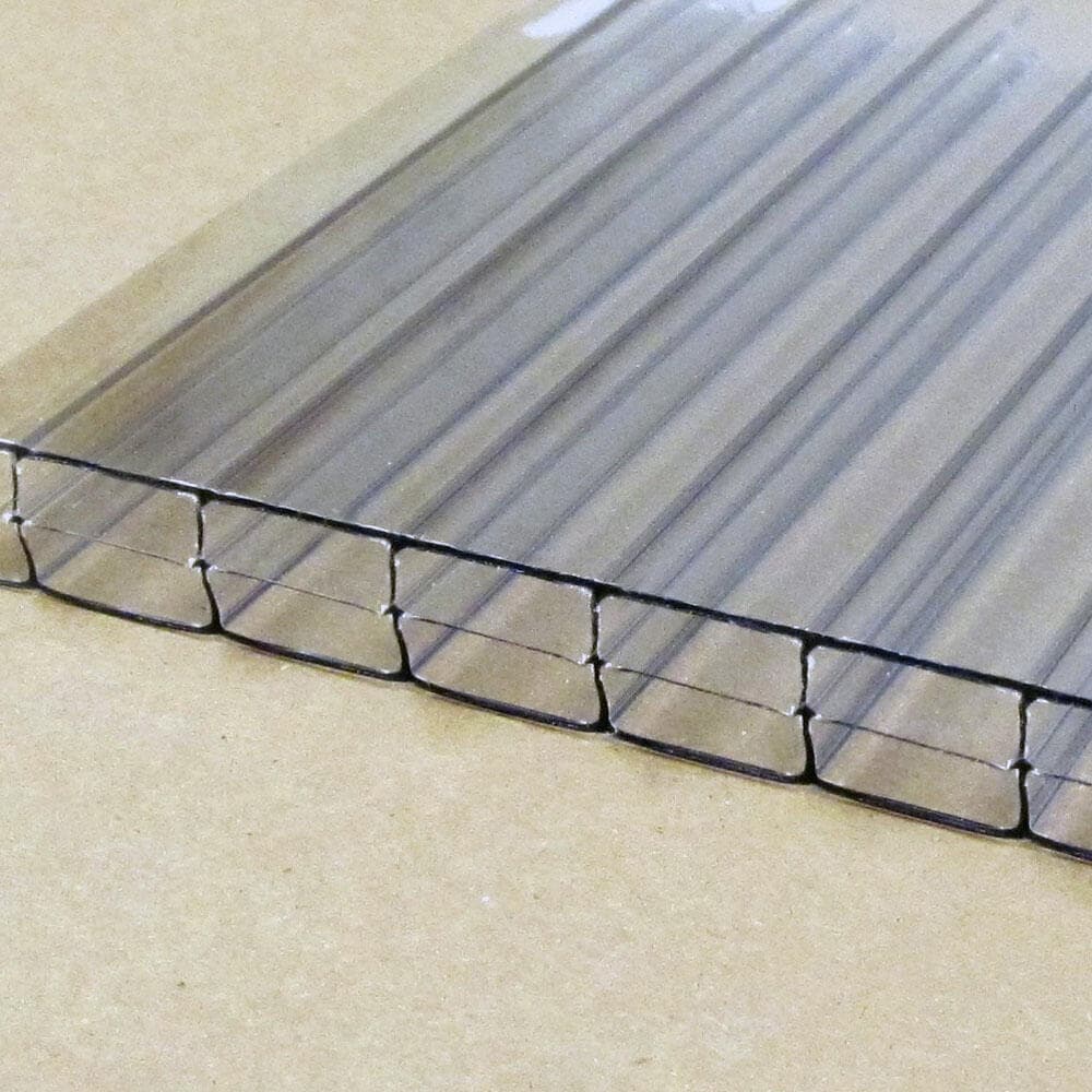 Cross-section of a 16mm 4-wall clear polycarbonate roofing panel
