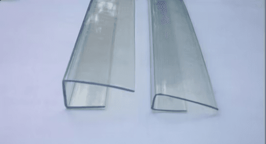 Two clear U end cap channels for sealing polycarbonate panel edges